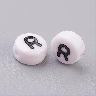 Acrylic Horizontal Hole Letter Beads X-PL37C9070-R-1