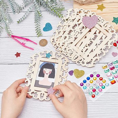 Undyed Wooden Photo Frame DIY-FG0002-86-1