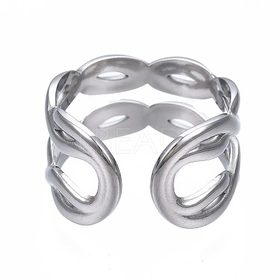 Non-Tarnish 304 Stainless Steel Twist Wrap Open Cuff Ring RJEW-T023-06P-1