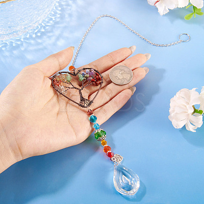 1Pc Wire Wrapped Alloy & Natural Mixed Stone Chips Tree of Life Hanging Suncatchers HJEW-TA0001-45A-1