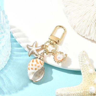 Electroplate Spiral Shell Pendant Decorations HJEW-YW00240-01-1