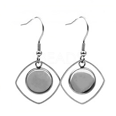 Hollow Stainless Steel Earring Hooks EJEW-CJC0001-15-1