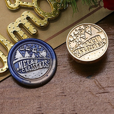 Merry Christmas Series Wax Seal Brass Stamp Head AJEW-M037-01G-04-1