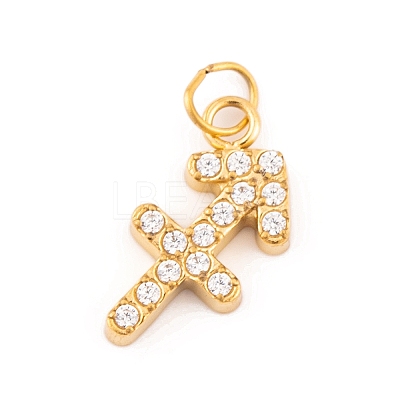 316 Stainless Steel Micro Pave Cubic Zirconia Pendants STAS-K284-01F-G-1