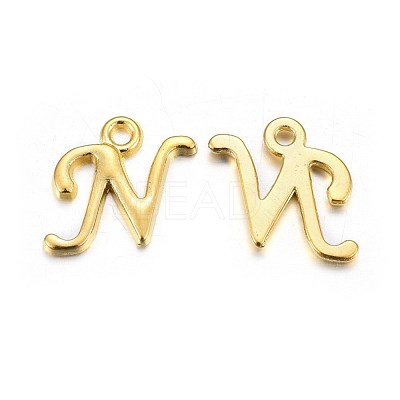 Golden Plated Alloy Letter Pendants PALLOY-J718-01G-N-1