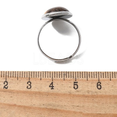 Half Round Natural Tiger Eye Finger Rings RJEW-M062-01P-08-1