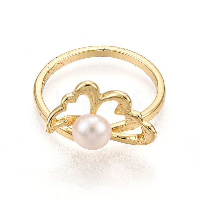 Flower Brass Finger Rings RJEW-N049-01G-1