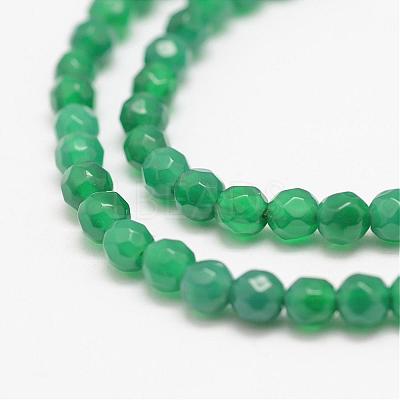 Faceted Natural Green Onyx Agate Beads Strands G-F447-6mm-C12-1