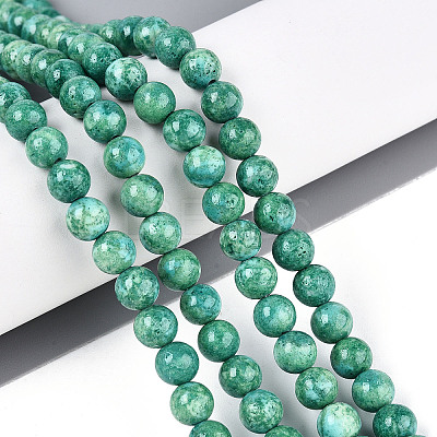 Dyed Synthetic Fossil Beads Strands G-T139-6mm-66E-1