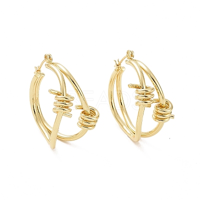Brass Thorns Beaded Hoop Earrings for Women EJEW-F303-09G-1