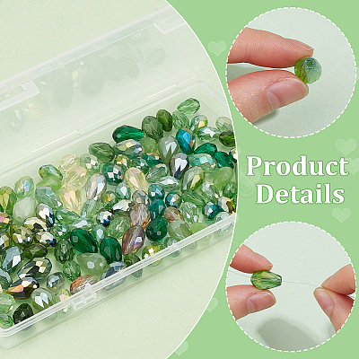 4Bags 2 Styles Transparent Glass Beads Segmented Multi-color Beads GLAA-PH0003-25A-1