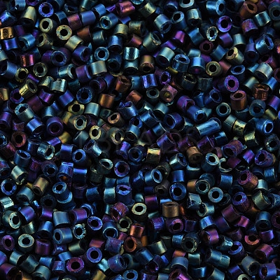 Frosted Plated Glass Cylinder Beads SEED-S047-F-001-1