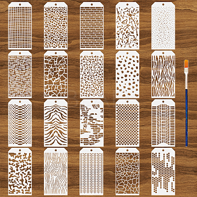 20Pcs 20 Styles PET Hollow Out Drawing Painting Stencils DIY-WH0669-039-1