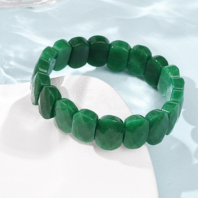 Dyed Natural White Jade Beaded Stretch Bracelets for Unisex G-K303-01K-03-1