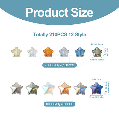 210Pcs 12 Style Electroplate Glass Beads EGLA-SW0001-03-1