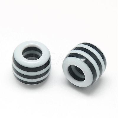 Opaque Stripe Resin European Beads RESI-S344-12-1