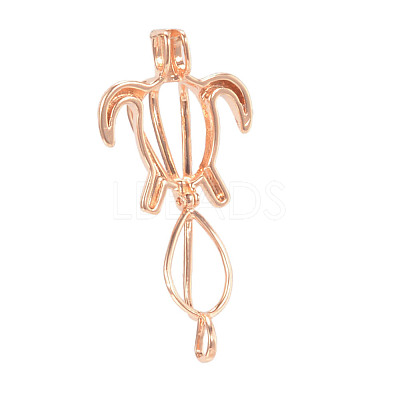 Hollow Brass Bead Cage Pendants KK-K124-09RG-NR-1