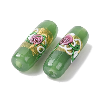 Handmade Foil Glass Beads LAMP-K039-36-1