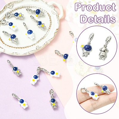 16Pcs 4 Styles Spray Printed Alloy European Dangle Charms FIND-CJ0005-53-1