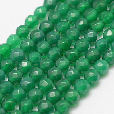 Faceted Natural Green Onyx Agate Beads Strands G-F447-6mm-C12-1