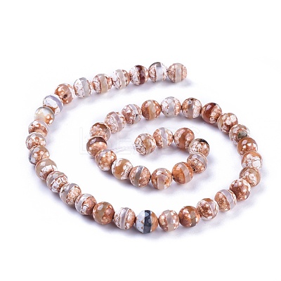 Tibetan Style Striped Pattern dZi Beads TDZI-G002-8mm-10-1