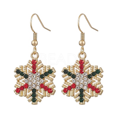 Christmas Alloy Rhinestone Dangle Earrings EJEW-JE06121-02-1