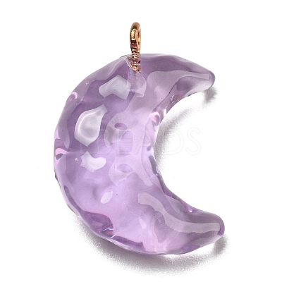 Transparent Resin Moon Pendants RESI-A026-01B-1