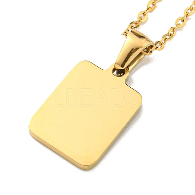 Ion Plating(IP) Rectangle with Initial Letter 304 Stainless Steel Pendant Necklace NJEW-R265-04G-M-1