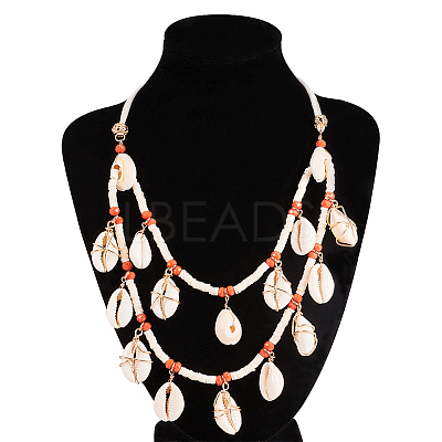 Bohemian Style Bib Necklaces NJEW-PH0001-11-1