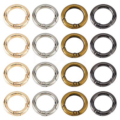 24Pcs 4 Colors Alloy Spring Gate Rings FIND-HS0001-26C-1