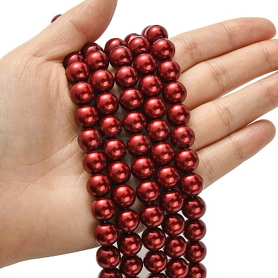 Eco-Friendly Dyed Glass Pearl Round Beads Strands HY-A002-10mm-RB038-1