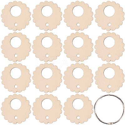 Flower Shape Wood Floss Bobbin AJEW-GF0011-05-1