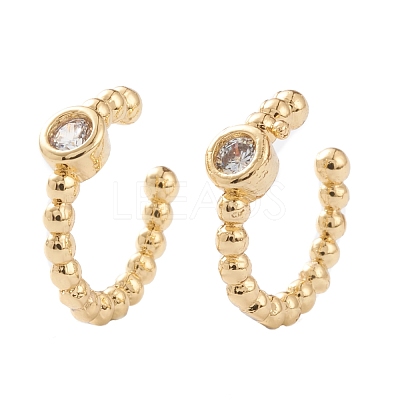 Brass Micro Pave Cubic Zirconia Cuff Earrings EJEW-H109-01H-G-1