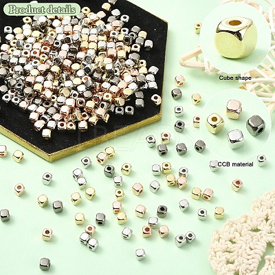 400Pcs 4 Colors CCB Plastic Beads CCB-YW0001-60-1
