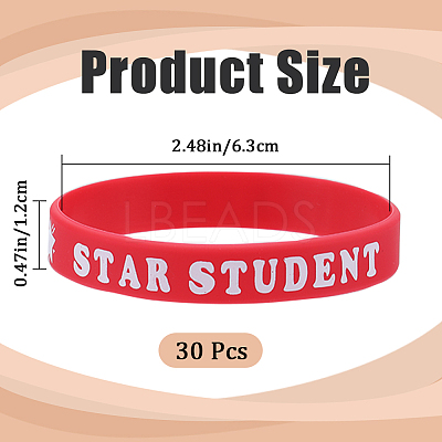 Word Star Student Silicone Cord Bracelet Wristband LS-BJEW-WH0018-49A-1