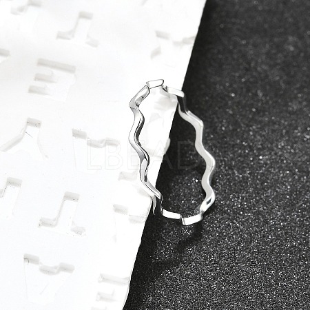 Anti-Tarnish Rhodium Plated 925 Sterling Silver Minimalist Wave Finger Ring for Women JR873A-1