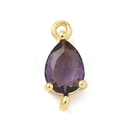 Brass Pave Cubic Zirconia Connector Charms KK-Z120-31G-05-1