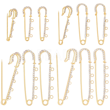16Pcs 4 Styles Iron Rhinestone Safety Pins FIND-SC0022-25G-1