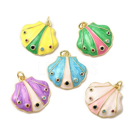 Brass Micro Pave Cubic Zirconia Pendants KK-I378-03G-1