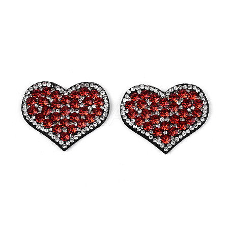 Heart Hotfix Glass Rhinestone with Cloth Patches PATC-T002-02D-1