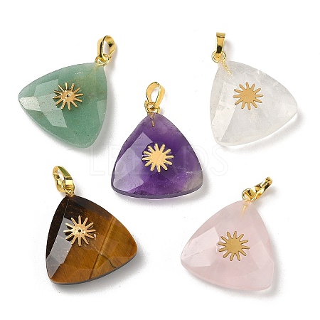 Natural Quartz Crystal & Amethyst & Rose Quartz & Green Aventurine & Tiger Eye Pendants G-K385-14G-1