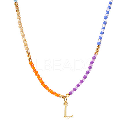 Rainbow Gradient Glass Seed Beaded Necklaces AF2375-12-1