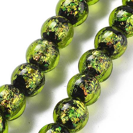 Handmade Foil Lampwork Beads Strands FOIL-K003-06B-21-1