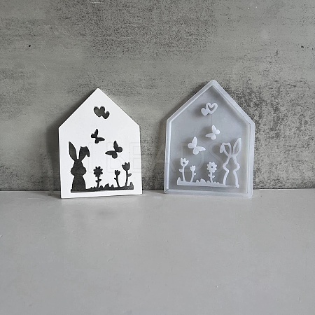 Easter Theme House with Butterfly & Rabbit Pattern DIY Silicone Table Lamp Molds SIMO-G008-01B-1