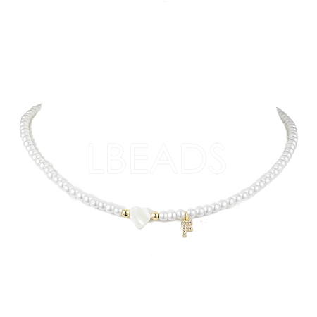 Brass Micro Pave Grade AAA Cubic Zirconia Letter Pendant Necklaces NJEW-JN04771-06-1