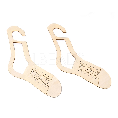 Undyed Wooden Sock Knitting Mold AJEW-P086-06-1