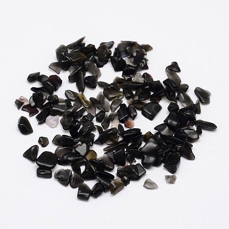 Natural Black Stone Chip Beads G-M229-05-1