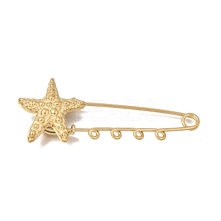 Starfish 304 Stainless Steel Safety Pins Brooch Findings SA-CBAB767-06C-G-1