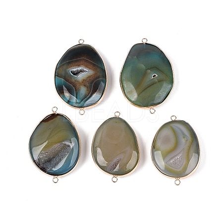 Natural Agate Connector Charms G-Q606-56A-G-1