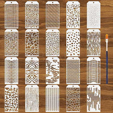 20Pcs 20 Styles PET Hollow Out Drawing Painting Stencils DIY-WH0669-039-1
